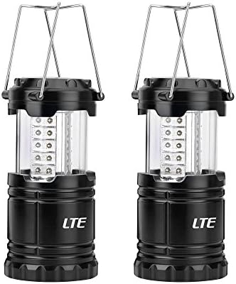 LTE 30 LED Collapsible Outdoor LED Lantern Flashlights, Portable Camping Lanterns For Cycling, Hiking, Camping, Fishing, Emergency Lighting(Black) (Pack of 2)