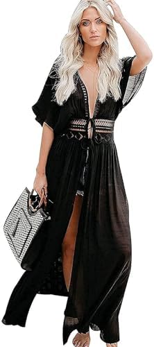 DJSMsnj Cover Ups for Women - Beachwear Maxi Dress, Long Beach Dress, Swimwear  Swimsuit Bikini Plus Size (Color: Black, Size: Small) price in UAE | Amazon  UAE | kanbkam