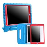 HDE Case for iPad Air 2 - Kids Shockproof Bumper Hard Cover Handle Stand with Built in Screen Protector for Apple iPad Air 2-2014 Release 2nd Generation (Blue Red)