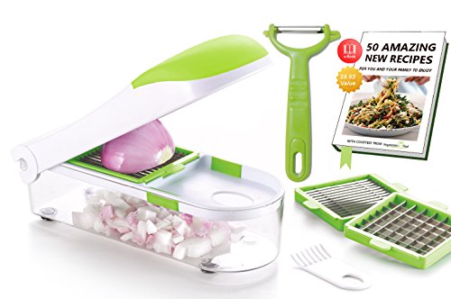 Vegetable's Chef - Onion, Vegetable, Fruit and Cheese Chopper - Dice, Slice and Chop for Salads, Soups, Ragout and More - Free Peeler and Recipe eBook mailed to You