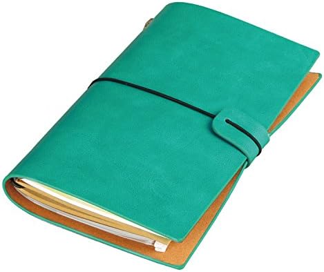 Leather Journal Notebook,Miopos Refillable Spiral Daily Notepad Travel Journal Diary with Blank Pages (Blue)
