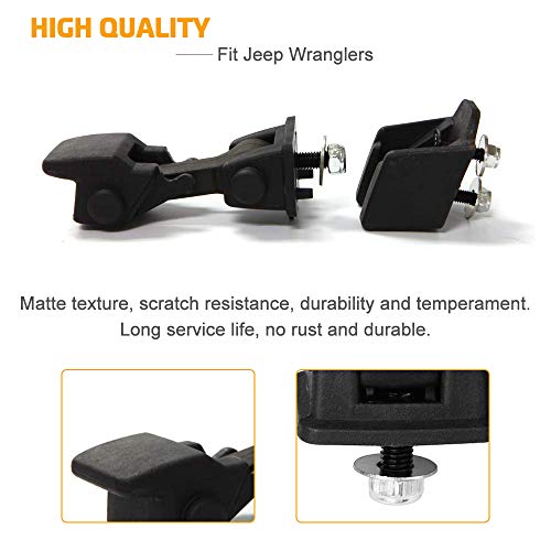 Black Hood Catch for 1997, 1998, 1999, 2000, 2001, 2002, 2003, 2004, 2005, 2006 Jeep Wrangler TJ - Hold-Down Hook Latch Pair G013JP Replaces#55176636AD, 68038118AA, 42422
