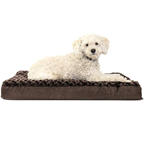 Furhaven Pet Dog Bed | Deluxe Orthopedic Mat Ultra Plush Faux Fur Traditional Foam Mattress Pet Bed w/ Removable Cover for Dogs & Cats, Chocolate, Medium