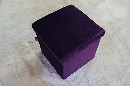 Ointime Storage Strong and Sturdy Ottoman Bench Corduroy Foldable Waterproof Quick and Easy Assembly Purple Footstool 15x15x15'' Toy and Shoe Chest Versatial Space-Saving