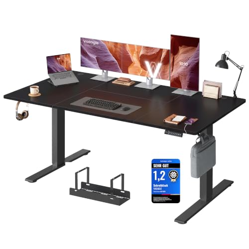 VASAGLE Höhenverstellbarer Schreibtisch, 180 x 80 cm, USB-C-Anschluss