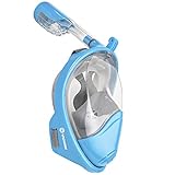 Seaview 180° GoPro Compatible Snorkel Mask- Panoramic Full Face Design. See More With Larger Viewing Area Than Traditional Masks. Prevents Gag Reflex with Tubeless Design (Aqua, S/M)