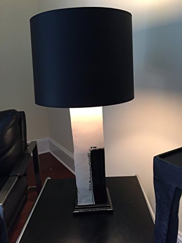 TABLE LAMP WHITE CERAMIC "Black Door" Stripe