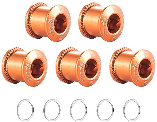 Chooee Single/Double Bike Chainring Bolts, M8 Bicycle Chain Ring Bolts and Nuts For MTB/Mountain Bike/Road Orange