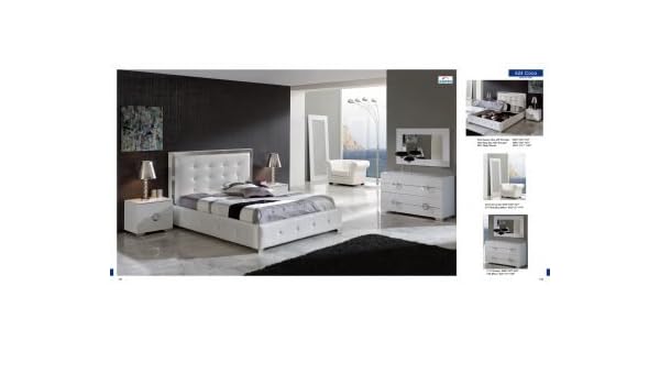 Amazon Com Esf Coco White Leatherette Lacquer Crocodile