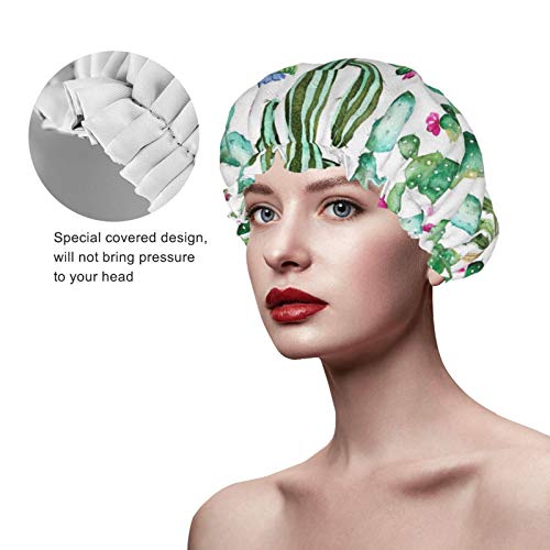 Watercolor Cactus Plant Luxury Shower Cap For Women Waterproof, Reusable Shower Cap For Women Peva Lining Oversized Design For All Hair Lengths 10.6 Ins In Diameter 4 Watercolor Cactus Plant Luxury Shower Cap For Women Waterproof, Reusable Shower Cap For Women Peva Lining Oversized Design For All Hair Lengths 10.6 Ins In Diameter