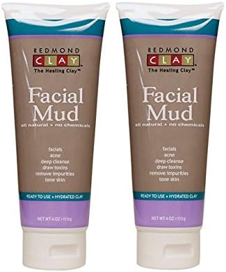 Redmond Life Clay Facial Mud (Pack of 2) with Redmond Clay and Purified Water, 4 fl. oz.