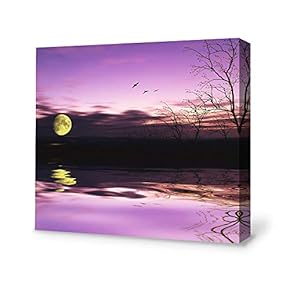 Canvas Wall Art for Living Room,Bedroom Home Artwork Paintings Secret Paradise Under The Moonlight Ready to Hang - 12x12 inches
