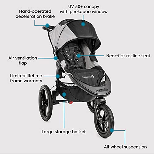 Baby Jogger Summit X3 Jogging Stroller - 2016 | Air-Filled Rubber Tires | All-Wheel Suspension | Quick Fold Jogging Stroller, Black/Gray