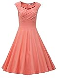 Muxxn Womens 1950s Vintage Retro Capshoulder Party Swing Dress L, peach