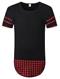 LILBETTER Mens Hipster T Shirt Hip Hop Basic Longline Crewneck T-shirt