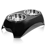 Green Birch Pets Elevated Dog Bowl -Raised Pet Feeder Stand- 2 Extra Stainless Steel Bowls Included- FDA Compliant- BPA Free