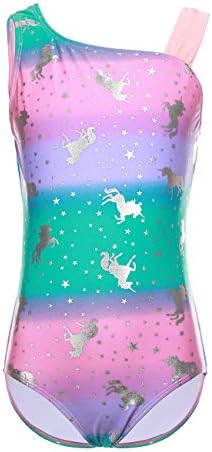 iDrawl Rainbow Swimwear for Girls One Piece, Hot Silver Unicorn Beach Sport Swimming Suits