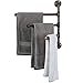 MyGift Wall Mounted Bathroom Towel Rack, Dark Coffee Metal Industrial Pipe Design Swivel 3 Bar Towel Rack