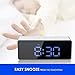 oenbopo Digital LED Alarm Clock, Portable Mirror Alarm Clock Large LED Display with Snooze Time Temperature Function for Bedroom, Office, Travel - Battery Powered & USB Powered (Blue Digital)