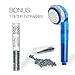 Shower Head - Universal Handheld Water Filter Shower Head with Replaceable 3-Stage Filter Cartridge To Remove Chlorine, Fluoride & Metals- Top Shower Water Purifier + BONUS: 1 Shower Filter (Blue)