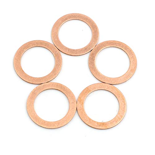 X AUTOHAUX 5pcs 22mm Inner Dia Copper Washers Flat Sealing Gaskets Ring for Car