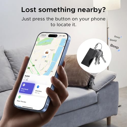UGREEN Finder Slim 2 Wallet Tracker Card (iOS Only), Smart Location Tracker Bluetooth 5.0 Anti-Lost Tag Compatible with Apple Find My Network, 7-Year Battery Life No Charging Needed