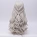 Probeauty 2017 New Long Braid Curly Women Cosplay Wigs for Daenerys Targaryen khaleesi+Wig Cap (Silver Curly Braid B)