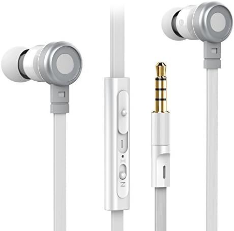 Inpher Sports HD Stereo Earphones ,Comfort-Fit Lightweight Noise Cancelling Headphone with Microphone for Traveling, Working, Cycling, Driving, Running Gym (Gray and White)