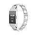 Fitbit Charge 2 bands Metal,Usitek Adjustable Replacement Metal Bracelet Strap with Rhinestone Large & Small Band for Fitbit Charge 2 HR Heart Rate + Fitness Wristband (Siliver)