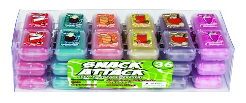 Raymond Geddes 68122 Snack Attack Scented Erasers For Kids, Assorted (Pack of 36)
