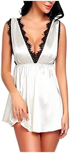Kehen Women Lingerie Set Backless Bodysuit Mini Dress Baby Doll Lace Sleepwear Nightgown + G-Sting