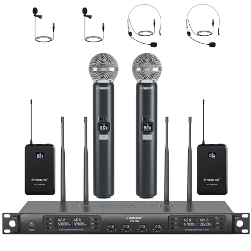 Phenyx Pro 4-Kanal Kabelloses Mikrofon-System mit Handheld PTU-7000-2H2B