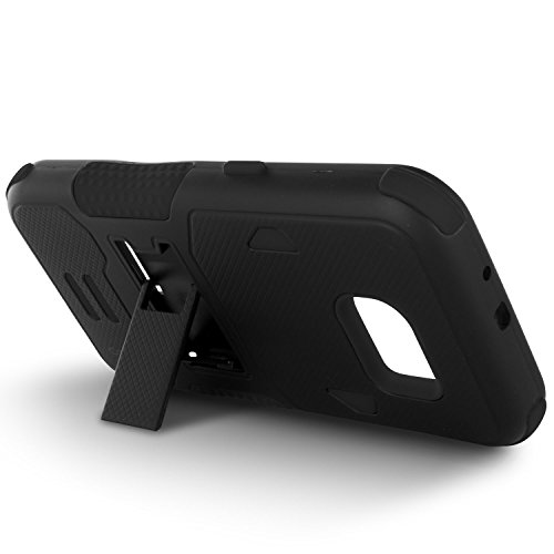 Samsung Galaxy S7 Case, CoverON [DuraShield Series] Drop Proof Armor Phone Cover Grip + Bumper + Stand Hybrid Case For Galaxy S7 - Black - Thumbnail 3