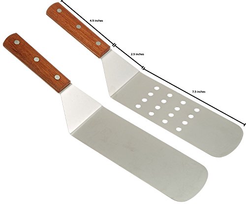 Ifavor123 Set of 2 Grilling Spatulas for BBQ Use Indoor Outdoor Stainless Steel Grill Cooking Turners - Thumbnail 4