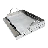 onlyfire Universal Stainless Steel Griddle for BBQ Grills with Removable Handles Replaces