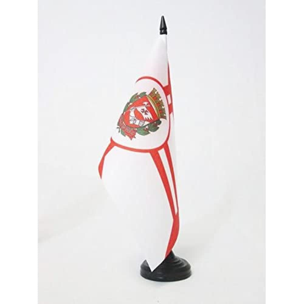 AZ FLAG Sao Paolo Table Flag 5'' x 8'' - Saint Paul Office Decoration 100% Polyester 21 x 14 cm - Mini Desk Flag with Pole and Black Plastic Base