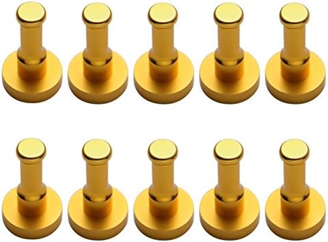 eForwish Aviation Aluminum Garage Storage Organizer Hook Bathroom Toilet Single Robe Towel Coat Hook Rustproof Kitchen Utensil Utility Hanger Solid Metal Heavy Duty Wall Mount (Gold), 10 Pcs