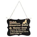 WINOMO Shhh Sleeping Baby Door Sign Do Not Disturb Hanger Sign Baby Room Hanging Wooden Decorative