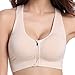 Women's Front Zipper Closure Sports Bra High Impact Support Racerback Workout Bras Black White Nude M
