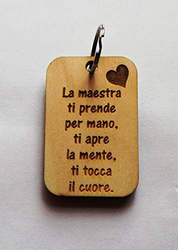 Portachiavi Idea Regalo Maestra Fine Anno Scolastico Portachiave In Legno Originale E Personalizzabile Con Frase Amazon It Handmade