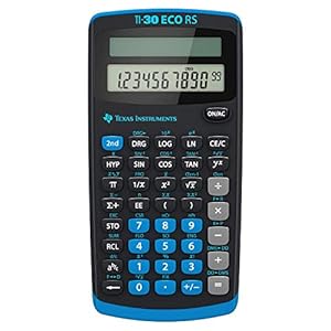 Texas Instruments TI 30 ECO RS Taschenrechner (10-stellige Display, solarbetrieben, Blauer Engel) hellblau-schwarz