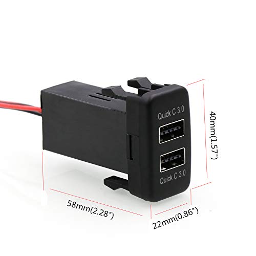 QC3.0 Dual USB Power Socket, Quick Charge Car Charger USB Adapter for Smart Phone PDA iPad iPhone Android GPS Use for Toyota