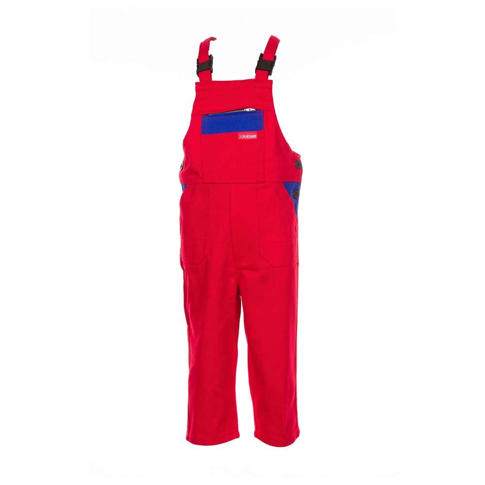 Planam 165086 Size 86/92 Children's Dungarees - Mid Red/Royal Blue