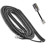 Telephone Cord Detangler,AIMIJIA Black Coiled Telephone Handset Cord 23 Ft Uncoiled/3 Ft Coiled and Black Extended Rotatable Telephone Phone Cord Detangler Landline Telephone Accessory