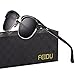 Retro Mens Sunglasses for Men - FEIDU Half Metal Polarized Sunglasses for Women FD3030 (A-black/bright, 2.04)