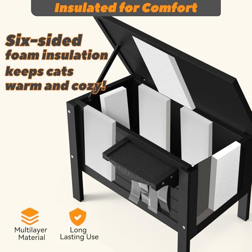 Weatherproof Outdoor Cat House, Feral Cat Shelter, 100% Insulated Foam, Solid Wood, photo 12