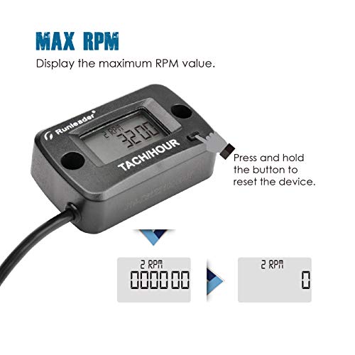 Runleader Rotating Shaft Hour Meter Tachometer,RPM Pickup