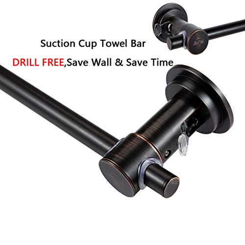 JiePai Suction Cup Towel Bar 24 Inch Oil Rubbed Bronze,Removable Modern