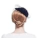 Valdler British Retro Elegant Wool Nylon Hat Feather Flower Fascinator coverd with Net Yarn Flowers