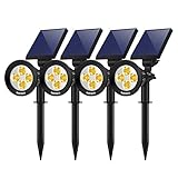 Nekteck Outdoor 2-in-1 Solar Spotlights Powered 4 LED Adjustable Wall Landscape Lighting, Bright and Dark Sensing Auto On/Off for Yard, Pathway, Walkway, Garden, Driveway, Warm White-4 Pack